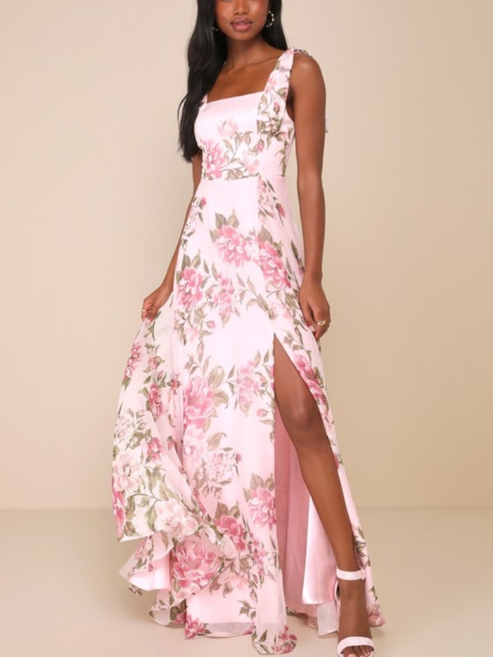 Lulus Tie-strap Square Neck Maxi Dress